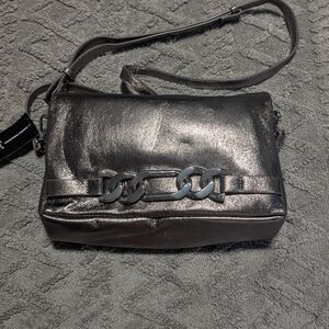 INC International Concepts Metallic Gray Crossbody Bag